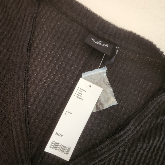 NWT L Urban Outfitters Out From Under Jojo Black Waffle Thermal Button-up Shirt - Picture 7 of 13